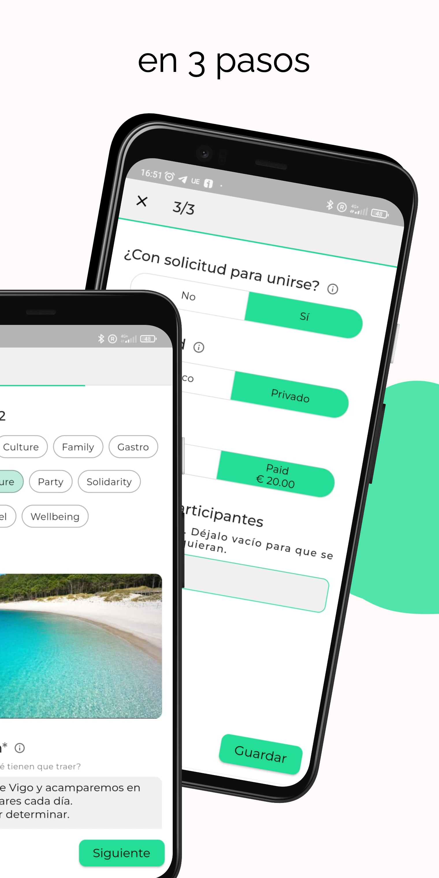 Vista de invitaciones y confirmaciones en la app Yendo